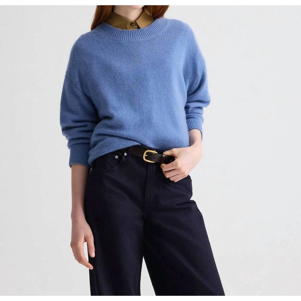 NEW TWP boy crew cashmere sweater in country blue